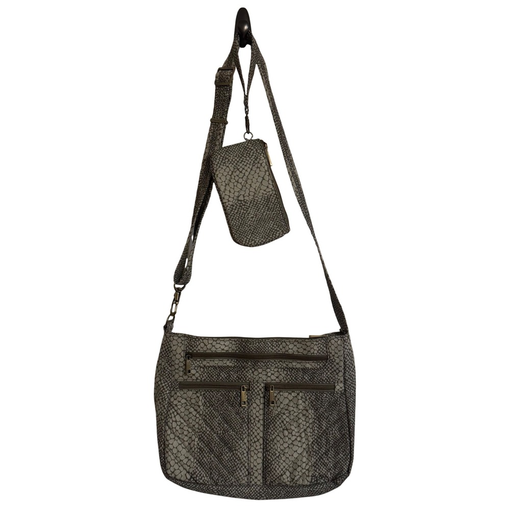 Travelon Anti-Theft Crossbody Bag With RFID Wristlet Gray Snakeskin Print